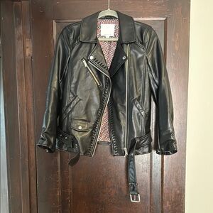 Anthropologie Whipstitch Black Moto Jacket